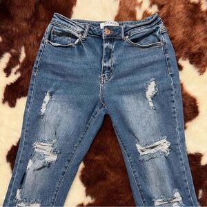 Distressed Blue Boyfriend Jeans - Size 5/27